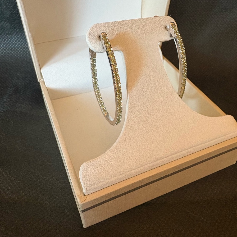 Diamonique Inside Out Peridot earrings - Picture 2 of 4